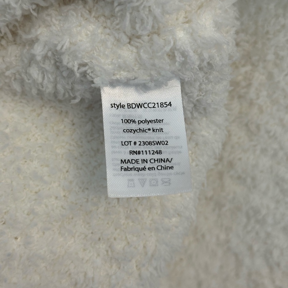 Barefoot Dreams Cozychic Teddy Pullover Hoodie White Womens M - Picture 5 of 5